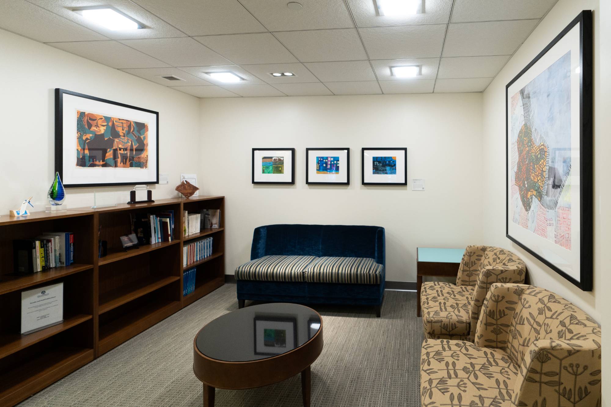 A seating area in the Provost Office in Zumberge Hall on GVSU's Allendale campus.